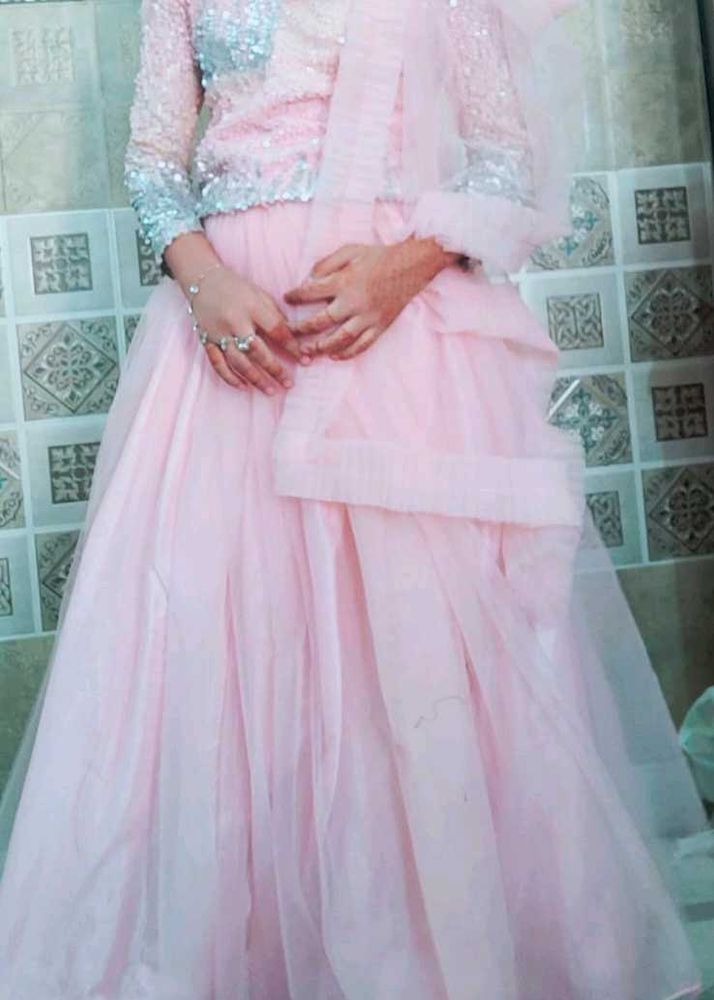 Elegant Pink Sequin Lehenga Choli