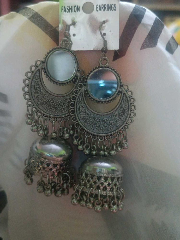Ethnic Jhumka Earrings with Mirror