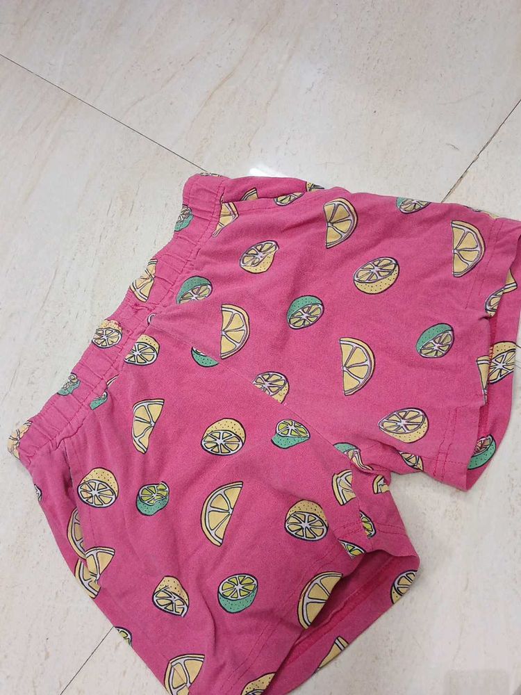Cute Lemon Print Shorts
