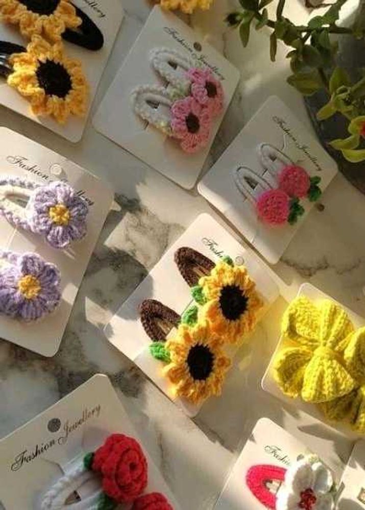 Cute Crochet Flower Hair Clips