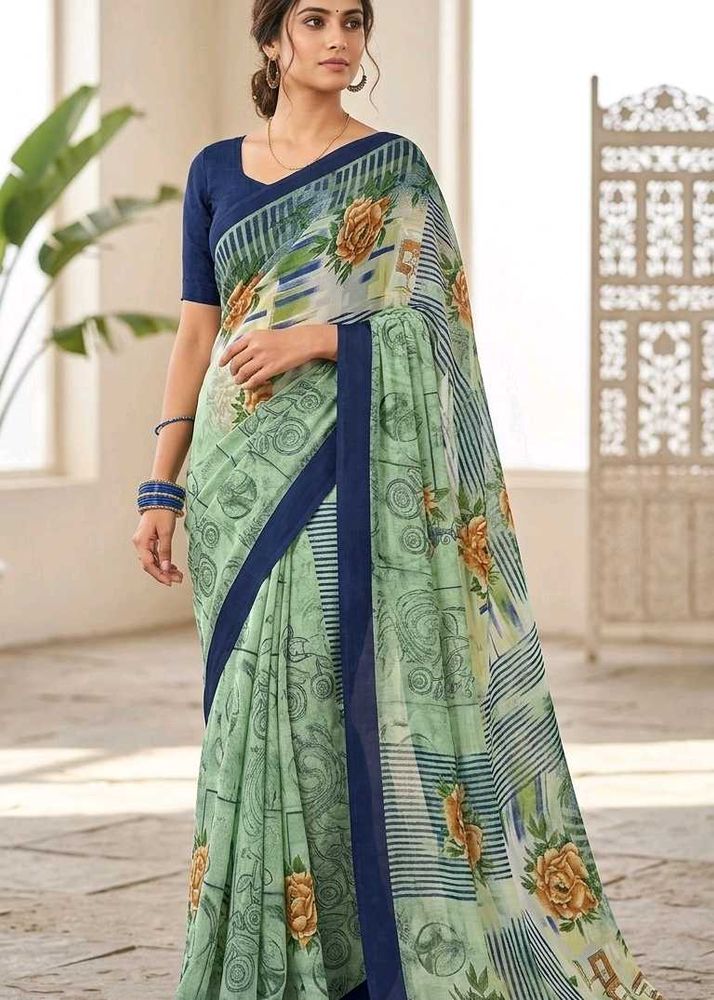 Elegant Floral Print Saree