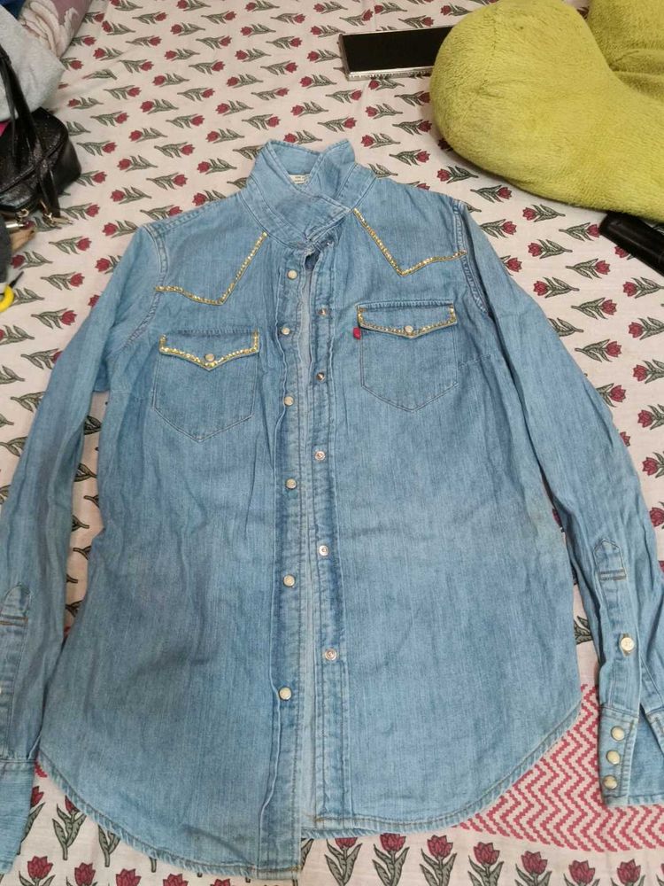 Levi's Denim Shirt with Rhinestone Embellishments