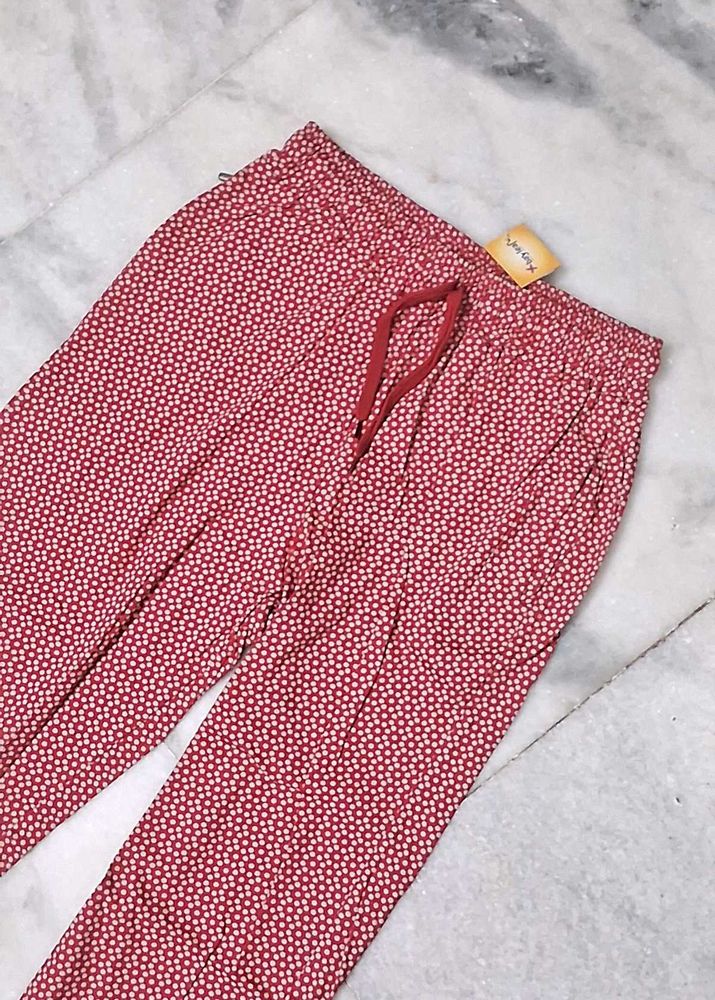 Chic Red Printed Pants