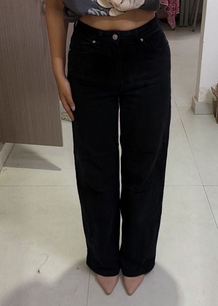H&amp;M Black Wide Leg Jeans