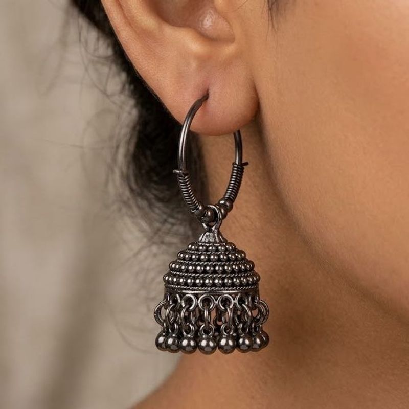 Oxidised Jhumka Earrings