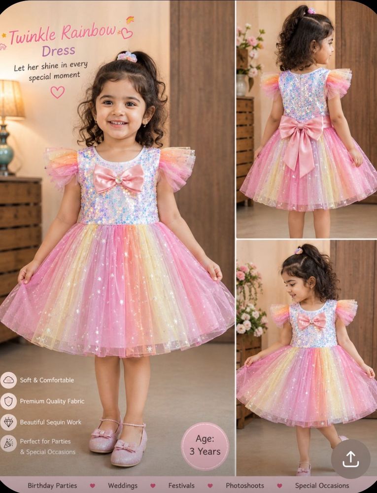 Sparkling Rainbow Party Dress for Girls