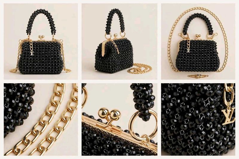 Sparkly Black Beaded Clutch Bag
