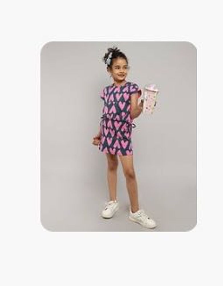 Cute Heart Print Girls coord Dress 5-6 Y