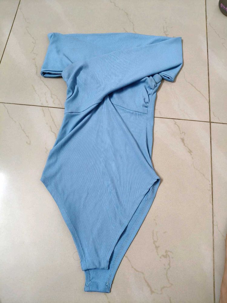 Littlebox Off Shoulder Baby Blue Bodysuit