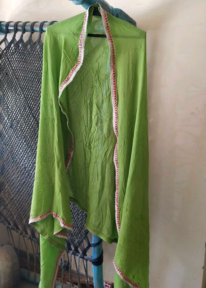 Vibrant Green Dupatta with Embellished Border