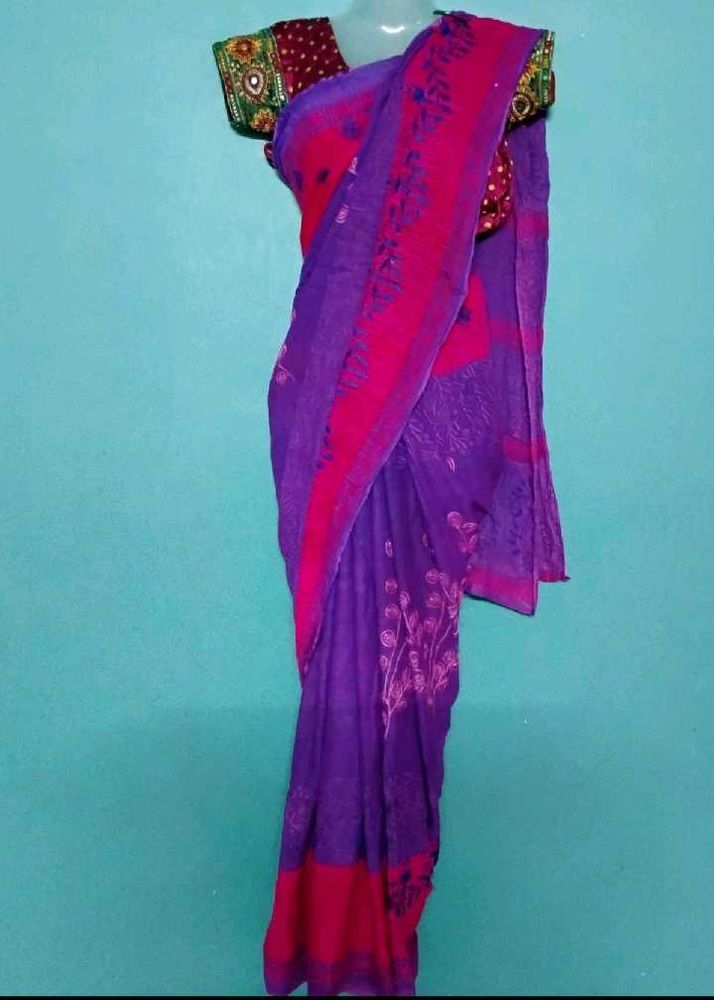 purple colour cotton saree