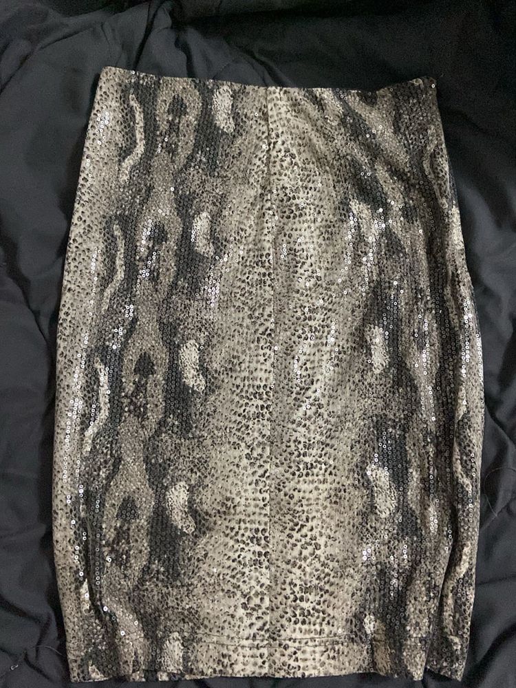 y2k Sequin Snake Print Midi Skirt