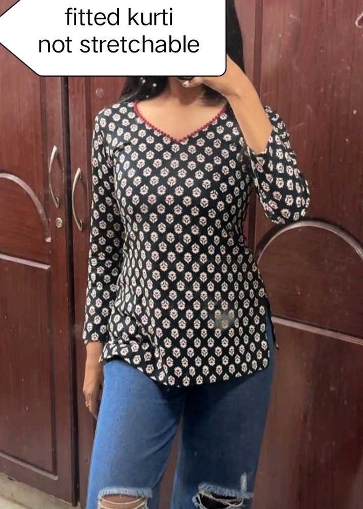 Printed Black Kurti
