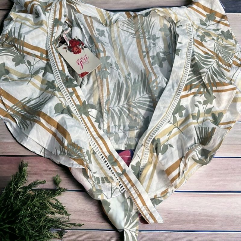 Tie Up White Printed Shrug