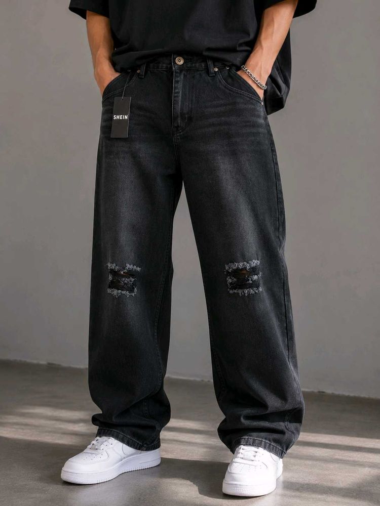 shein baggy jeans black